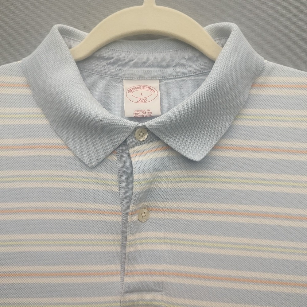 Brooks Brothers 346 Polo Shirt Mens Large Multicolor Striped Preppy - Picture 2 of 15